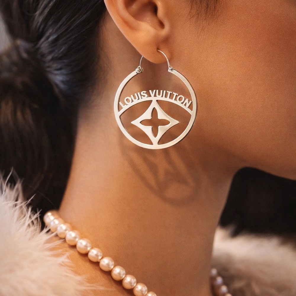 Luxury Silver Hoop Earrings - Picture 2 of 4